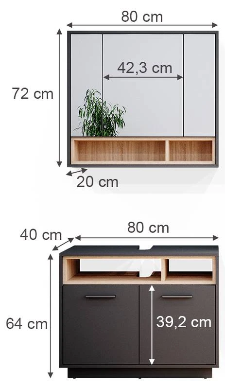 Salle De Bain Beatrice Anthracite(2 él.) 8 Salle De Bain Beatrice Anthracite(2 él.) – Image 6