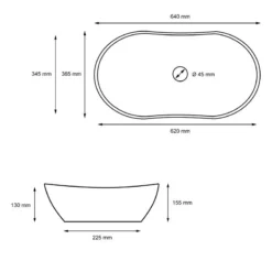 Vasque Forme Ovale 640x365x130mm, Blanc -Domublis Soldes Magasin 01d2cdade1c642a2899906d5e0df3bd3