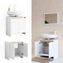 Meuble Sous-lavabo Emma Blanc/sonoma -Domublis Soldes Magasin 03a7c762f9c441778e19de99f49feebf