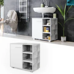 Meuble Sous-lavabo Perry Béton/blanc 13 Meuble Sous-lavabo Perry Béton/blanc -Domublis Soldes Magasin 087db03c3b374e8fbce0feac7670c690