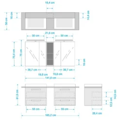 Salle De Bain Duo II (4 éléments) -Domublis Soldes Magasin 1000209353 200427 14504000020 SKETCH DETAILS P000000001000209353 sketch