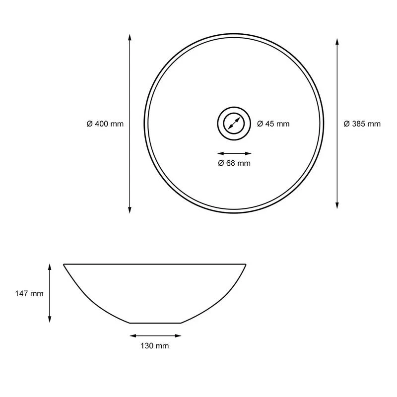 Vasque Ronde Ø 400x147 Mm Blanc 8 Vasque Ronde Ø 400x147 Mm Blanc – Image 6