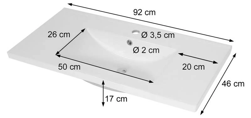 Lavabo HWC-D16 92cm 30mm Bord 7 Lavabo HWC-D16 92cm 30mm Bord – Image 5