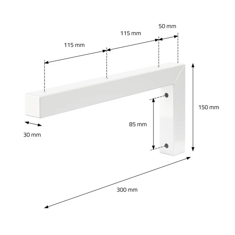 Support Mural En L 300x150x30 Mm Blanc 9 Support Mural En L 300x150x30 Mm Blanc – Image 7
