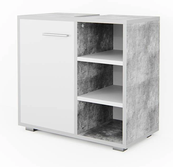 Meuble Sous-lavabo Perry Béton/blanc 3 Meuble Sous-lavabo Perry Béton/blanc