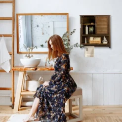 Armoire Suspendue LAMELL SDB Brun Foncé -Domublis Soldes Magasin 2dd7a98db331435ea832257a8c681821