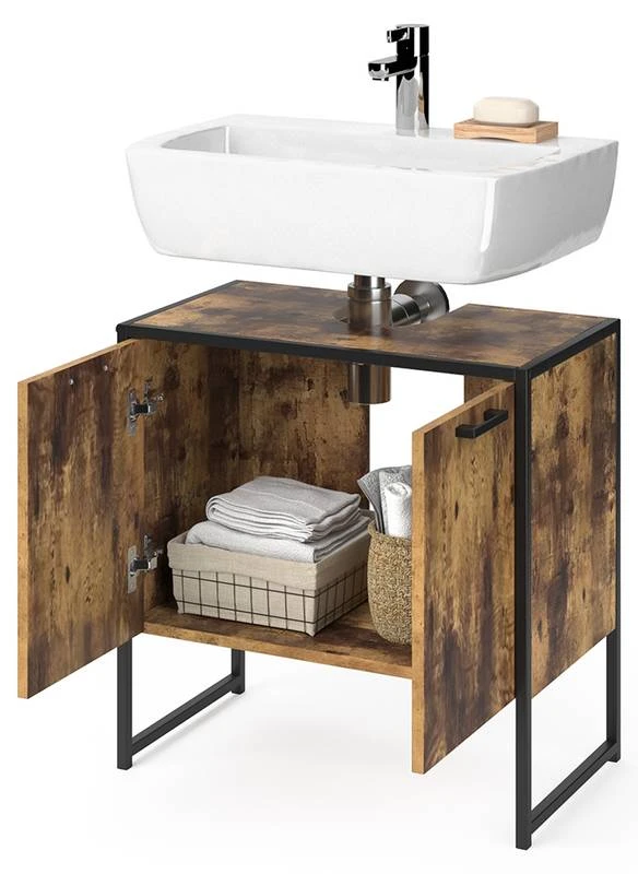 Meuble Sous-lavabo Fyrk Vieux Bois/noir 4 Meuble Sous-lavabo Fyrk Vieux Bois/noir – Image 2
