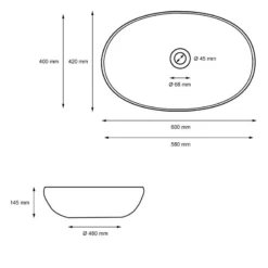 Vasque Forme Ovale 600x420x145 Mm Blanc -Domublis Soldes Magasin 400779409cef46609e550885469f619c