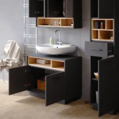 Meuble Sous-lavabo Beatrice Blanc/sonoma 25 Meuble Sous-lavabo Beatrice Blanc/sonoma -Domublis Soldes Magasin 44a312178b5e4c27aa3885df9221e385