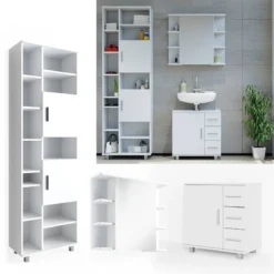 Salle De Bain Ilias Blanc (3 éléments) -Domublis Soldes Magasin 589084efecd3403e9ac26aa33d3afe17