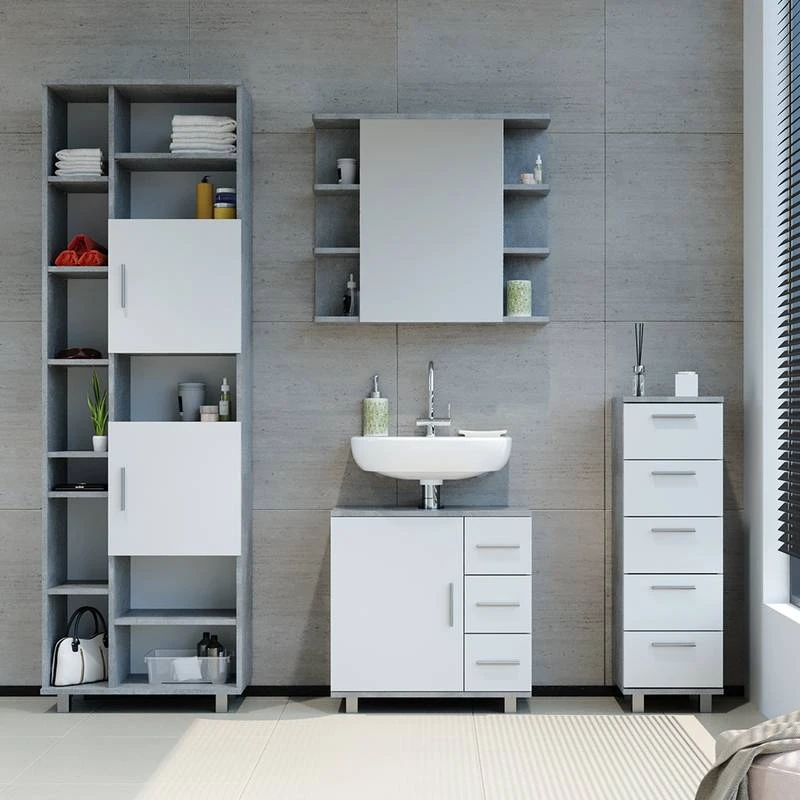 Chiffonnier Ilias Béton/blanc 4 Chiffonnier Ilias Béton/blanc – Image 2