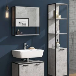 Salle De Bain Fyrk Béton (3 éléments) -Domublis Soldes Magasin 5c75db130e41460abd4d70904653d1fa