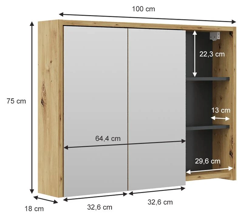 Armoire De Toilette Viola Artisan/gris 9 Armoire De Toilette Viola Artisan/gris – Image 7