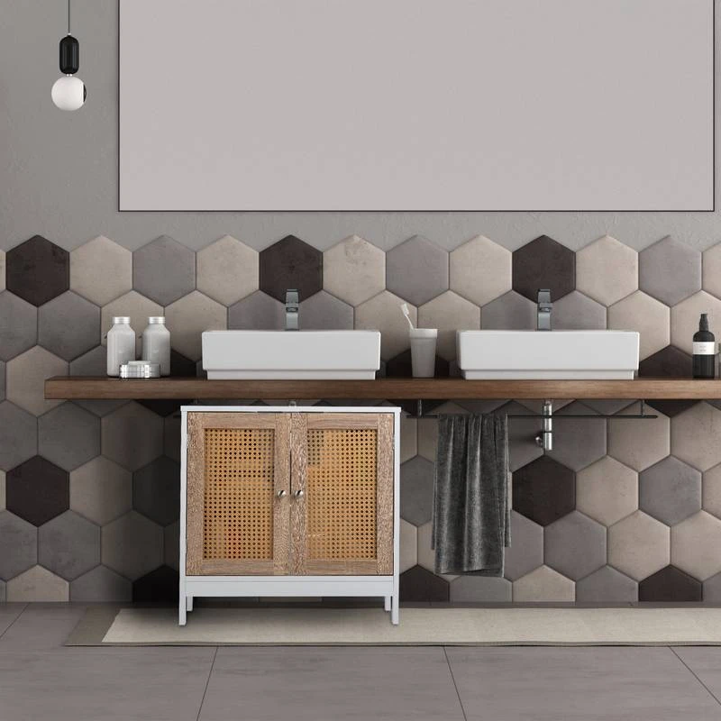 Meuble Sous Lavabo Portes Effet Rotin 4 Meuble Sous Lavabo Portes Effet Rotin – Image 2