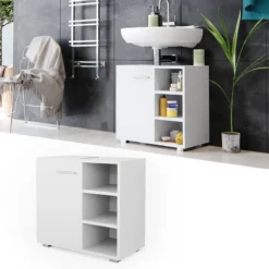 Meuble Sous-lavabo Perry Blanc -Domublis Soldes Magasin 68e23dd42c0443b6a6fc80b7a158016b