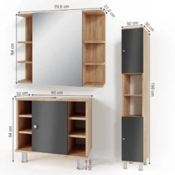 Salle De Bain Fynn (3 éléments) -Domublis Soldes Magasin 70a7362004f9467e9574bd97abf0d380