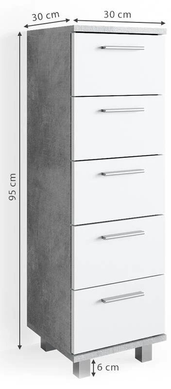 Chiffonnier Ilias Béton/blanc 6 Chiffonnier Ilias Béton/blanc – Image 4