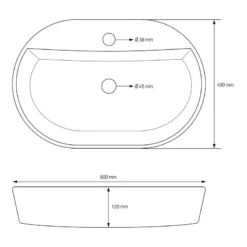 Lavabo Ovale 60x40x12cm Noir Céramique -Domublis Soldes Magasin 7b08d51321b2498ba9d41a3ef623252b