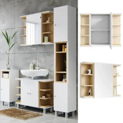 Armoire De Toilette Aquis Blanc/chêne 12 Armoire De Toilette Aquis Blanc/chêne -Domublis Soldes Magasin 8149c3918ba04992a1376be6eaff643a