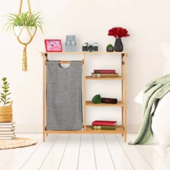 Étagère En Bambou Avec Panier à Linge -Domublis Soldes Magasin 873ea8bc804848beb924e17f692edfbb