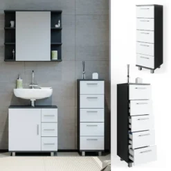 Chiffonnier Ilias Anthracite/blanc 11 Chiffonnier Ilias Anthracite/blanc -Domublis Soldes Magasin 8a68e745007d4d28a31d1f8c315e8611