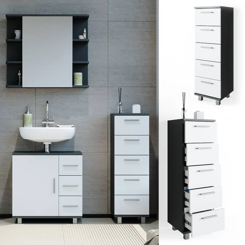 Chiffonnier Ilias Anthracite/blanc 5 Chiffonnier Ilias Anthracite/blanc – Image 3