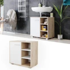 Meuble Sous-lavabo Perry Chêne/blanc 12 Meuble Sous-lavabo Perry Chêne/blanc -Domublis Soldes Magasin 8b077866e16849d396fc8a4a369cf297