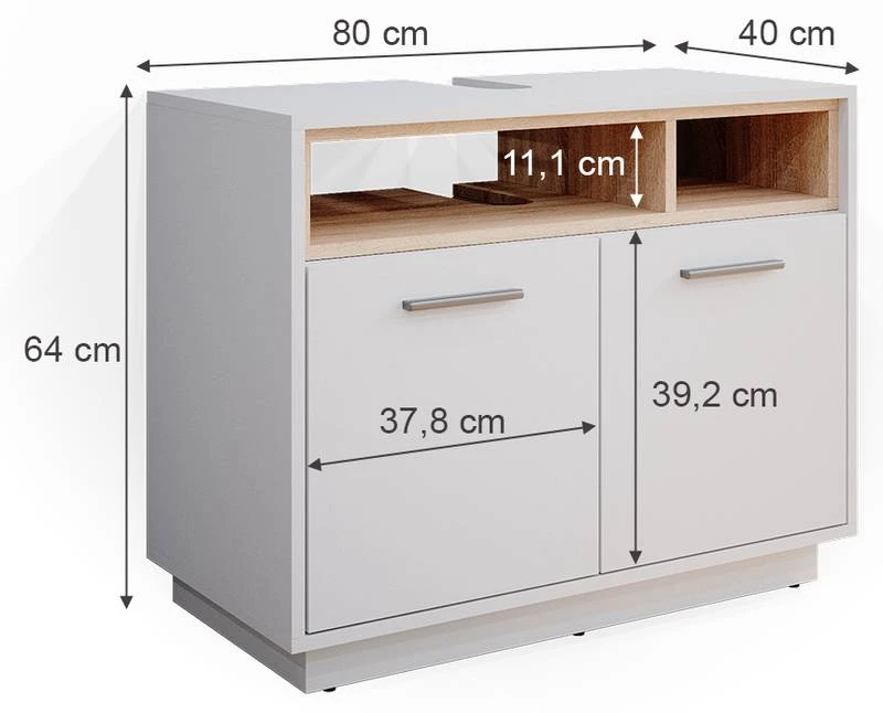 Meuble Sous-lavabo Beatrice Blanc/sonoma 9 Meuble Sous-lavabo Beatrice Blanc/sonoma – Image 7