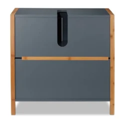 Placard Dessous De Lavabo Bambou Gris -Domublis Soldes Magasin 90a83a56bf044b11a230eaae214ea8f6