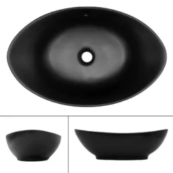 Lavabo Ovale 59x38x19 Cm Noir -Domublis Soldes Magasin 9344a2d78cd349948708247c242c683e