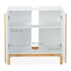 Meuble Dessous De Lavabo En Bambou Blanc -Domublis Soldes Magasin 9732d1e730ab4a038ea6f6627d734c75