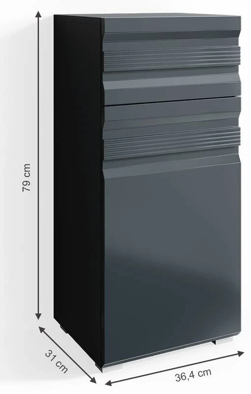 Chiffonnier Freddy Anthracite Brillant 8 Chiffonnier Freddy Anthracite Brillant – Image 6