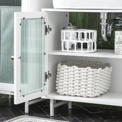 Meuble Sous Lavabo BZR115-W -Domublis Soldes Magasin 9952c3f5011f4e41bc68bb3502252f09