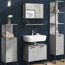 Salle De Bain Fyrk Béton (4 éléments) -Domublis Soldes Magasin 9f472416b8ea4efd8e16757102b94604