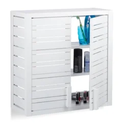 Placard Mural Salle De Bain Bambou Blanc -Domublis Soldes Magasin a7ed7664d1ea48b0955acbf939098611