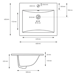 Vasque Rectangulaire 52,5x45x21 Cm Blanc -Domublis Soldes Magasin ba9b12f84e3245738a085dbee1cd0a97