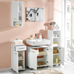 Ensemble Pour Salle De Bain Negril -Domublis Soldes Magasin badezimmer set negril 4 teilig mattweiss 3513981