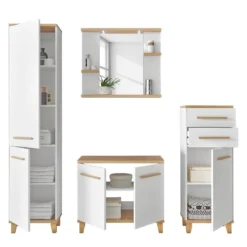 Armoire Midi Bjerka -Domublis Soldes Magasin badezimmerset bjerka 4 teilig weiss eiche riviera hell dekor 4438944