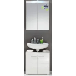 Salle De Bain Amanda III (2 éléments) 30 Salle De Bain Amanda III (2 éléments) -Domublis Soldes Magasin badezimmerset madie iii 2 teilig hochglanz weiss weiss 5069928