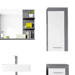 Meubles De Salle De Bains Set MiamiMaine -Domublis Soldes Magasin badezimmerset miami i 5 teilig weiss eiche grau dekor 4364284