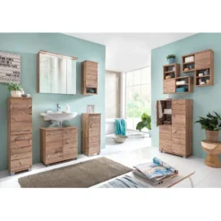 Meuble Sous Vasque Welnezz -Domublis Soldes Magasin badzimmer set wellnezz 5 teilig silberfichte dekor 3779268 3