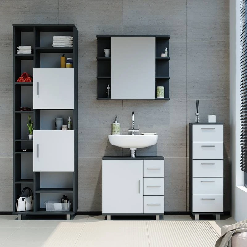 Chiffonnier Ilias Anthracite/blanc 4 Chiffonnier Ilias Anthracite/blanc – Image 2