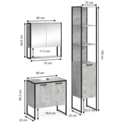 Salle De Bain Fyrk Béton (3 éléments) -Domublis Soldes Magasin cb22eee7360148ecab2600d7441e8bb8