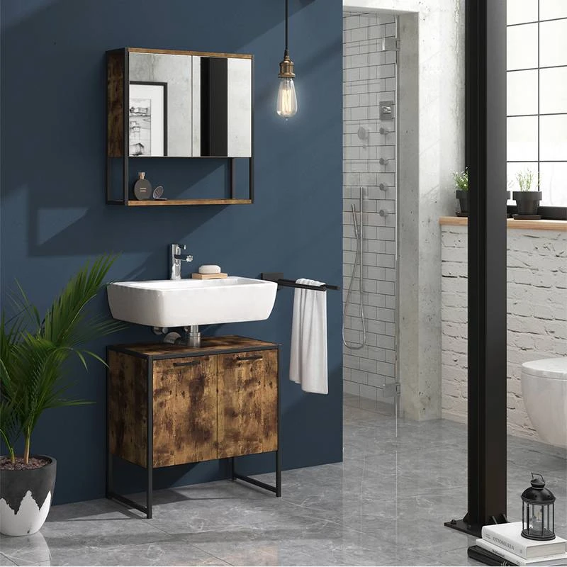 Meuble Sous-lavabo Fyrk Vieux Bois/noir 7 Meuble Sous-lavabo Fyrk Vieux Bois/noir – Image 5