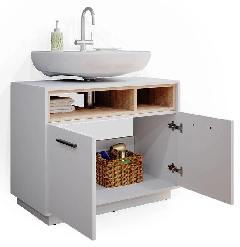 Meuble Sous-lavabo Beatrice Blanc/sonoma 7 Meuble Sous-lavabo Beatrice Blanc/sonoma – Image 5