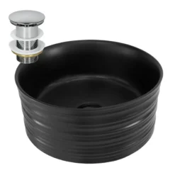 Lavabo Ø 41x18cm Noir Céramique