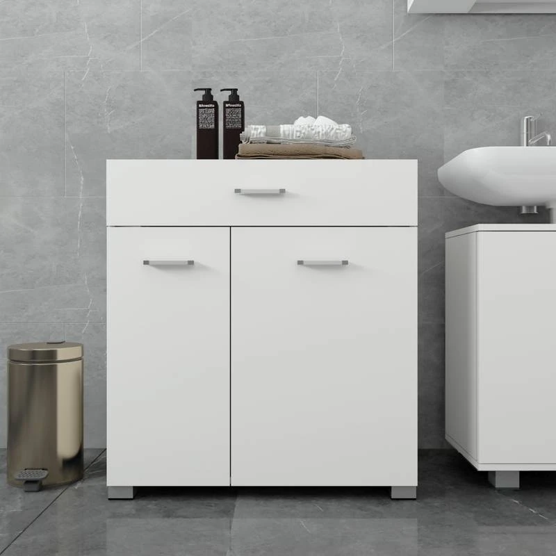 Armoire à Linge 75x785x45 Cm Blanc 4 Armoire à Linge 75x785x45 Cm Blanc – Image 2