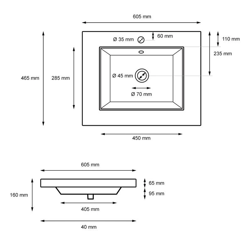 Vasque D'angle 605x465x160mm Blanc 9 Vasque D'angle 605x465x160mm Blanc – Image 7