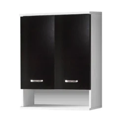 Meuble Haut Miami -Domublis Soldes Magasin haengeschrank lugano schwarz glanz weiss perl 1324384