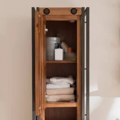 Colonne Salle De B. MANCHESTER 2 Portes -Domublis Soldes Magasin hochschrank manchester akazie teilmassiv metall 4915680